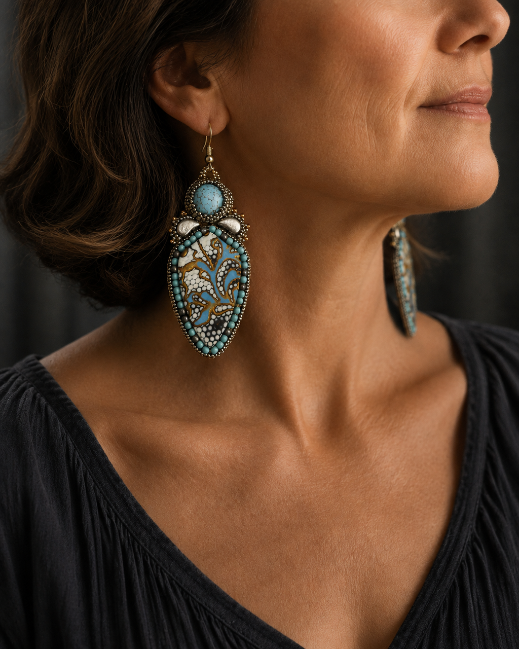 Byzantium Bead Embroidered Earrings
