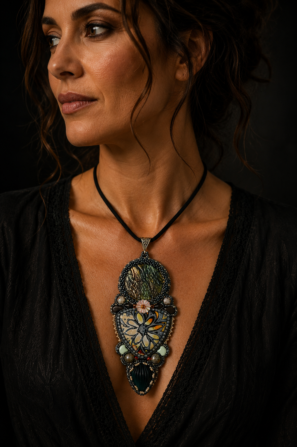Dryad Bead Embroidered Necklace