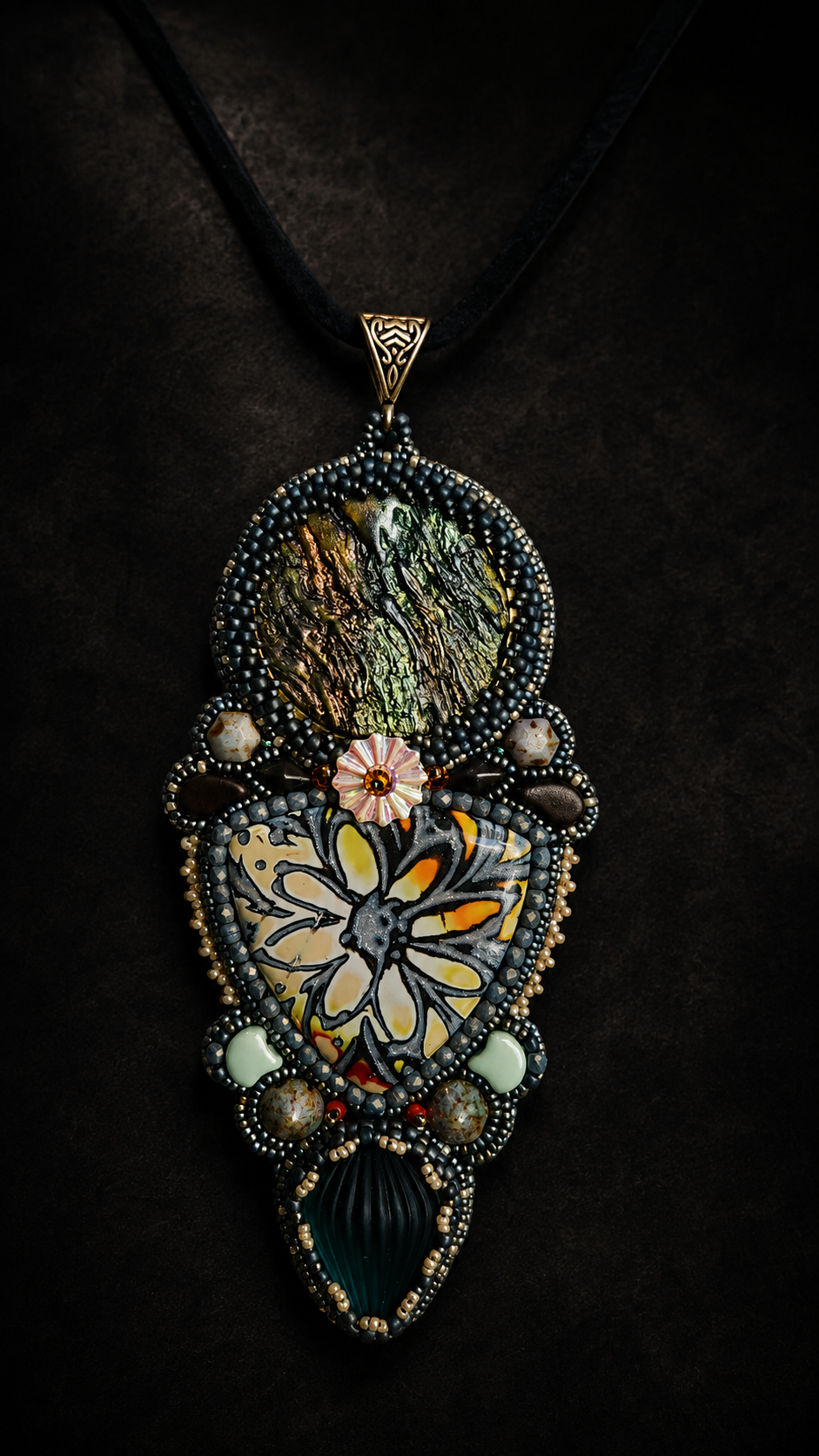 Dryad Bead Embroidered Necklace