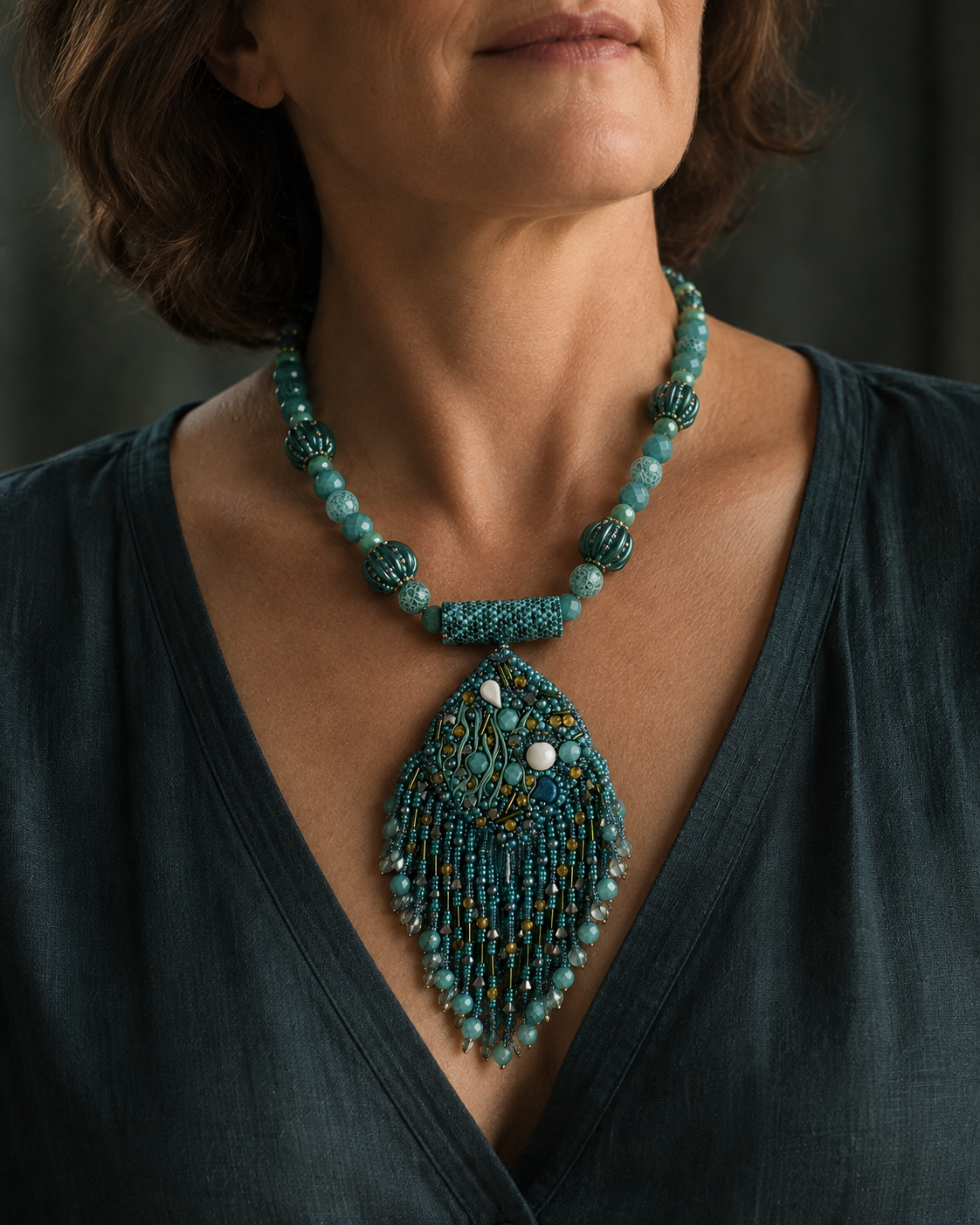 The Sea Witch’s Garden Bead Embroidered Necklace