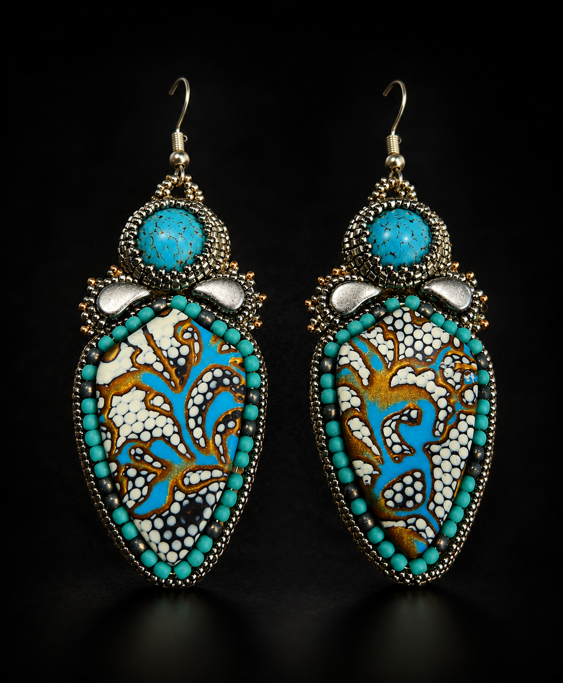 Byzantium Bead Embroidered Earrings