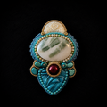 Under the Bamboo Moon Bead Embroidered Brooch