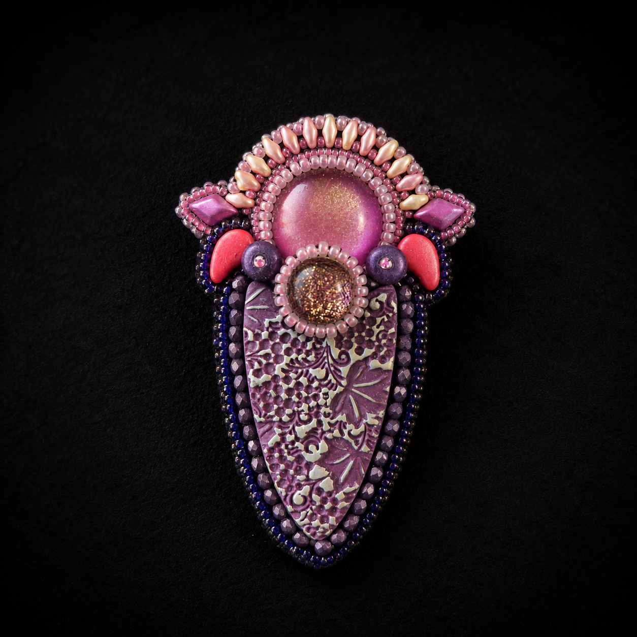 The Pink Cavalier Bead Embroidered Brooch