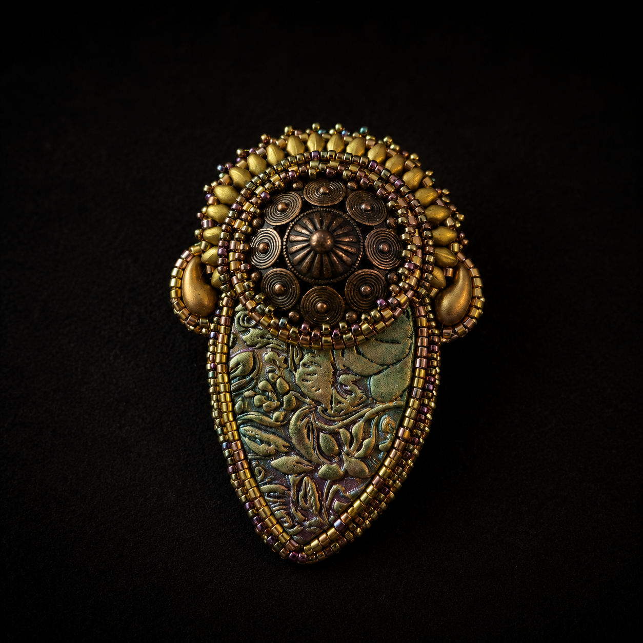Shield Maiden Bead Embroidered Brooch
