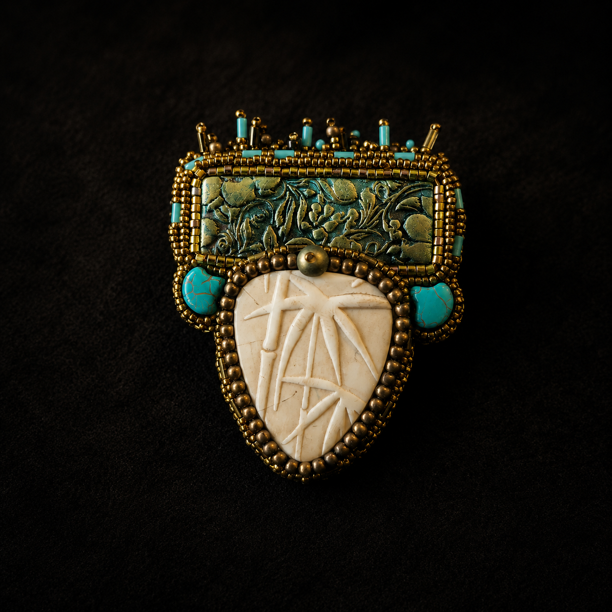 The Modernist Bead Embroidered Brooch