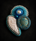 Blue Note Bead Embroidered Brooch