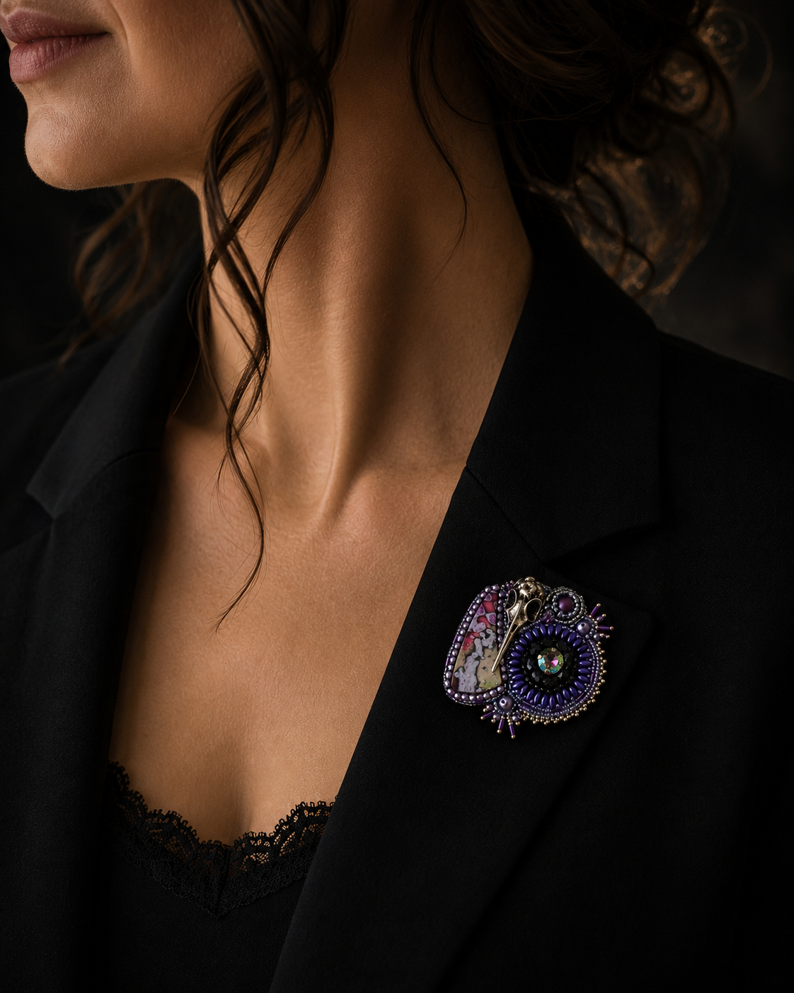 Curiosa Bead Embroidered Brooch