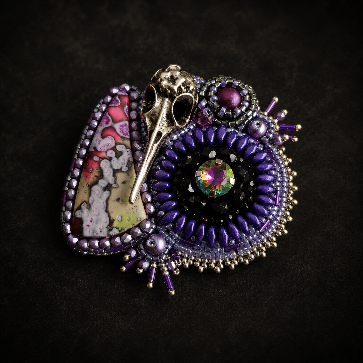 Curiosa Bead Embroidered Brooch