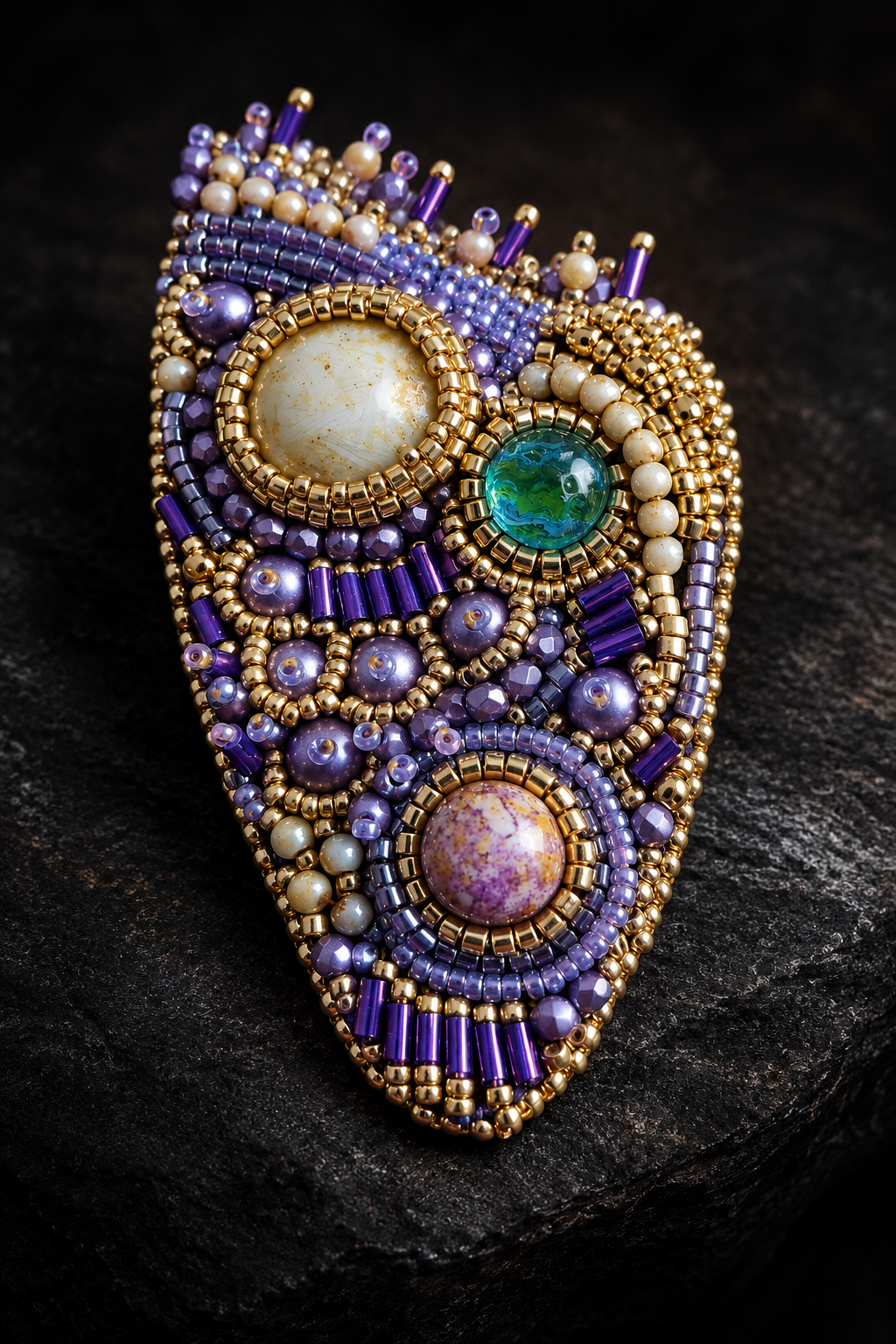 Madame Bijou Bead Embroidered Brooch