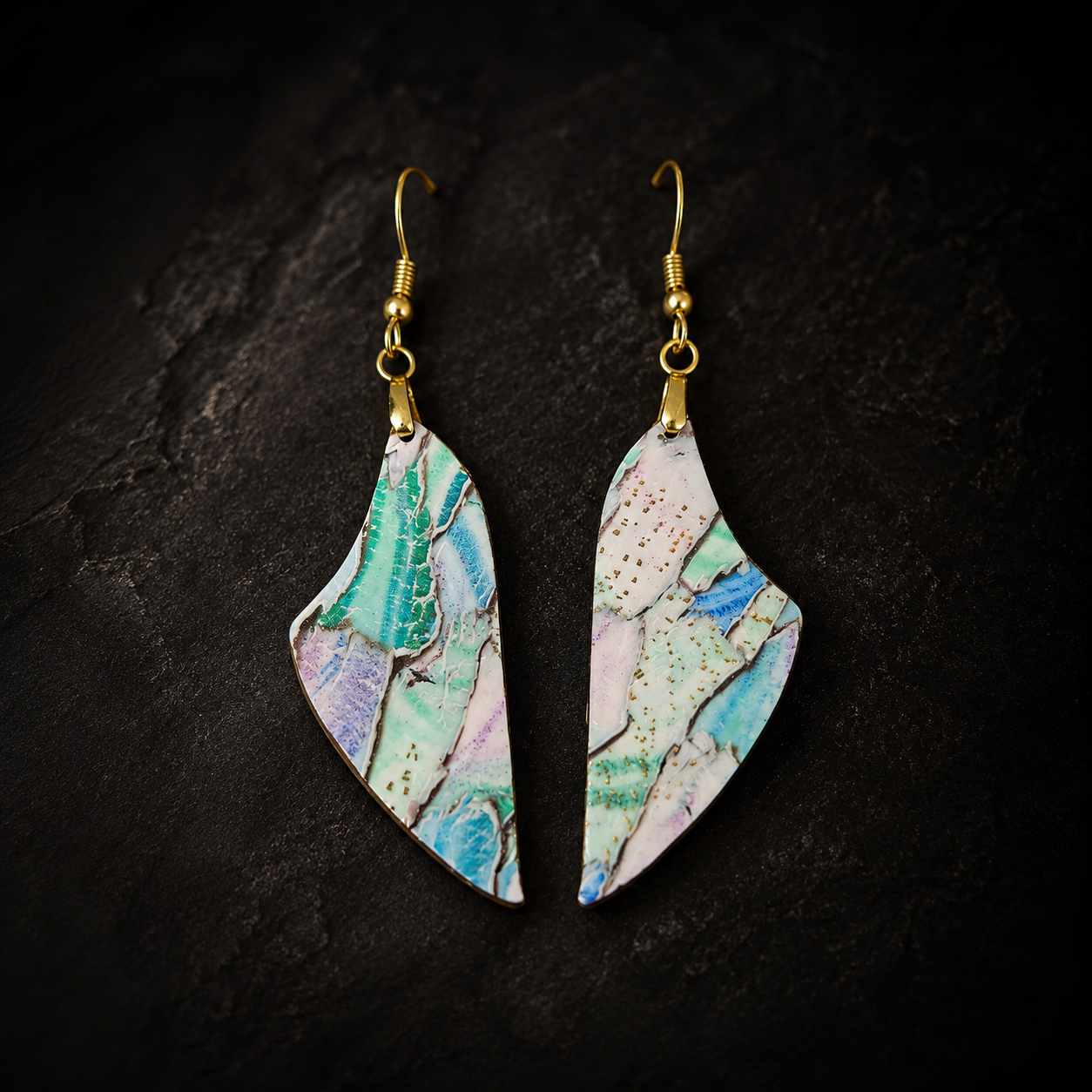 Sea Glass Mosaic I Polymer Clay Earrings