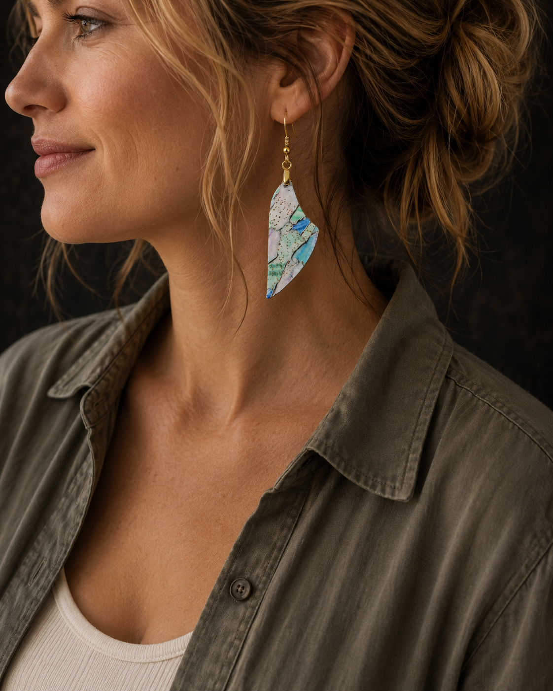 Sea Glass Mosaic I Polymer Clay Earrings
