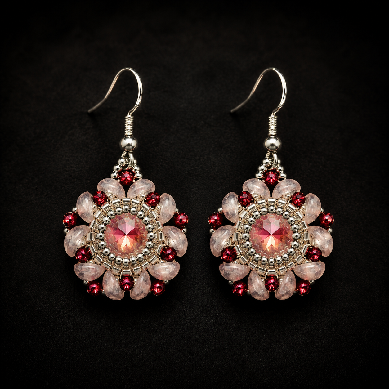 Rouge Halo Beaded Earrings