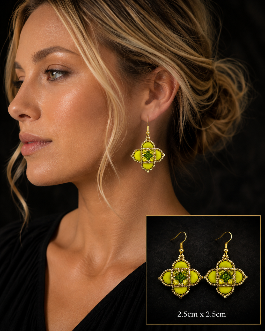 Chartreuse Spark Beaded Earrings