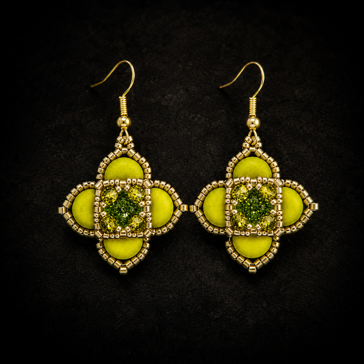 Chartreuse Spark Beaded Earrings