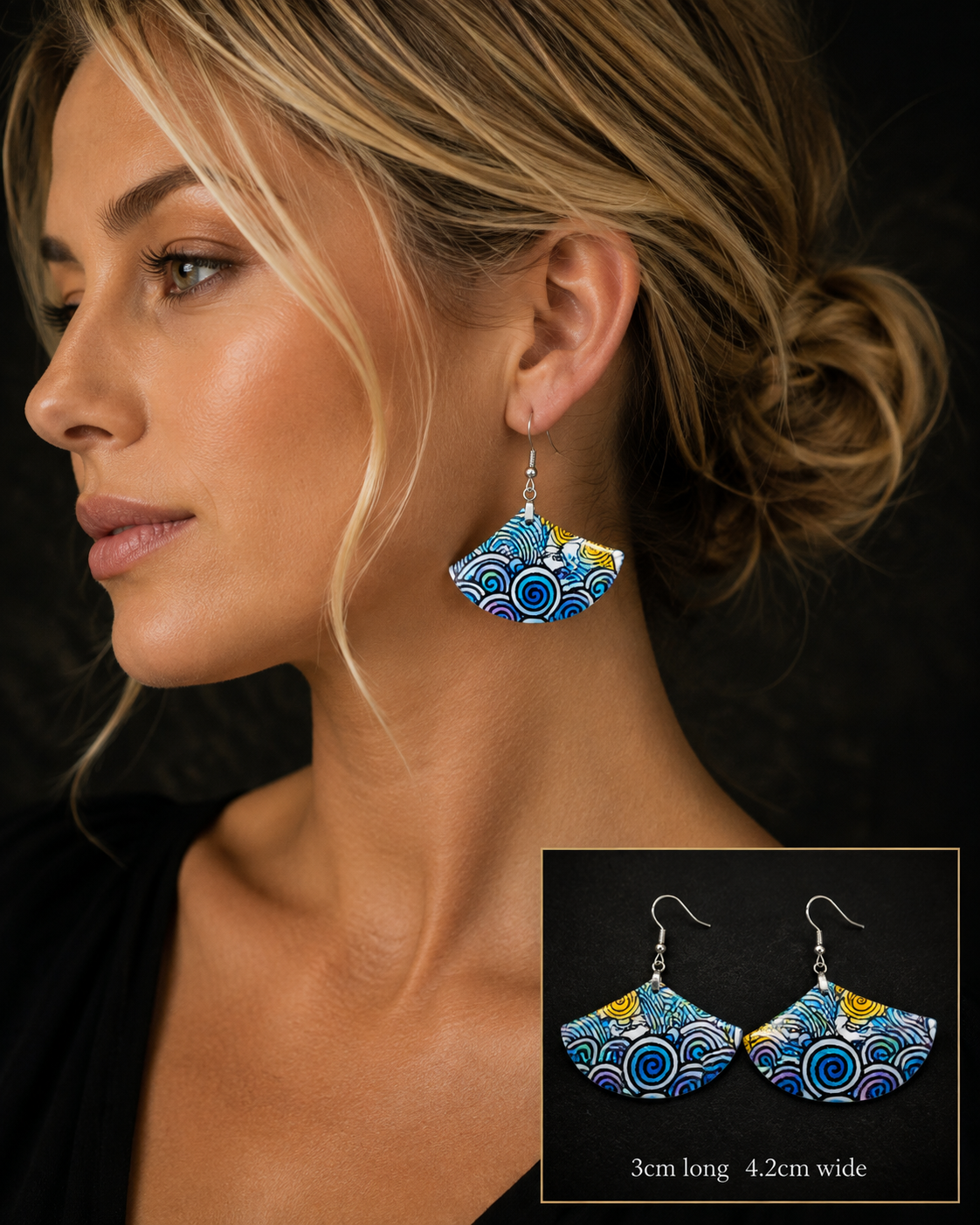 Tidal Spiral polymer Clay Earrings