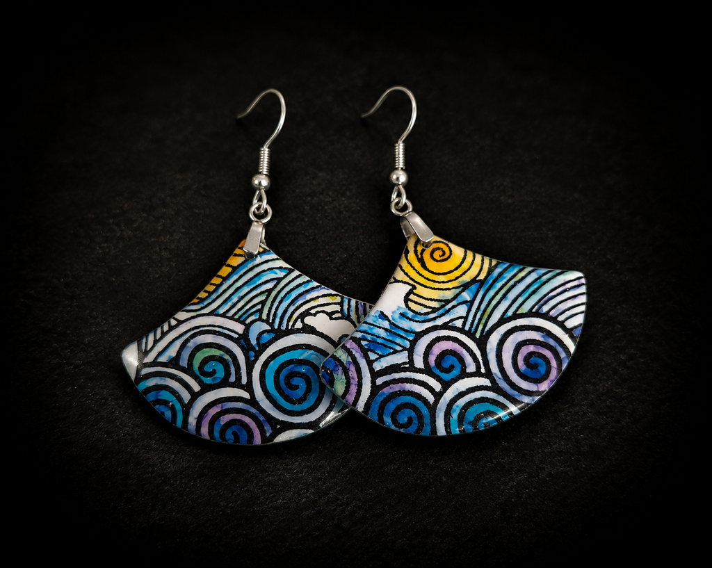 Tidal Spiral polymer Clay Earrings