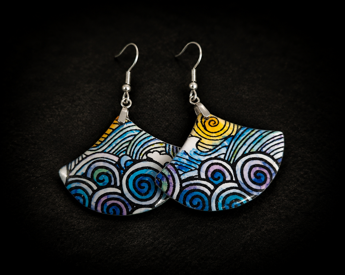 Tidal Spiral polymer Clay Earrings