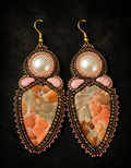Apricot Nocturne Bead Embroidered Earrings