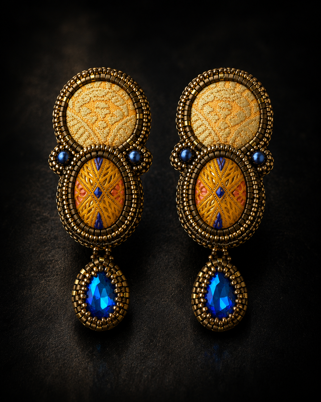 The Gilded Hour Bead Embroidered Earrings