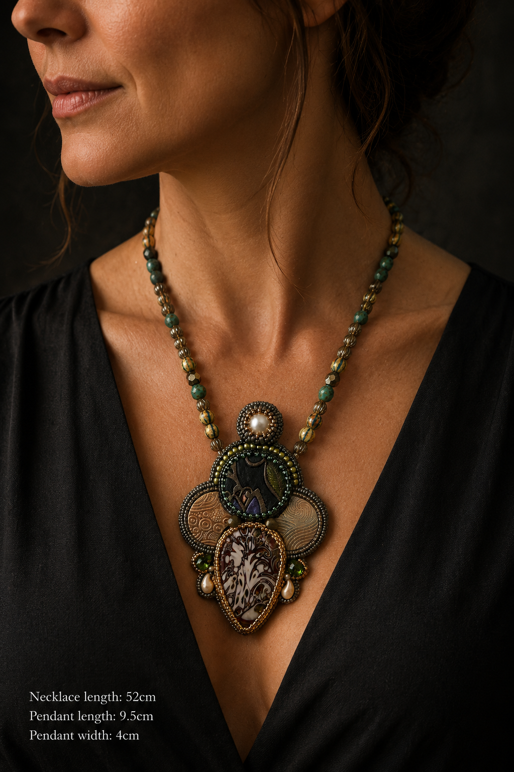 The Cartographer’s Dream Bead Embroidered Necklace