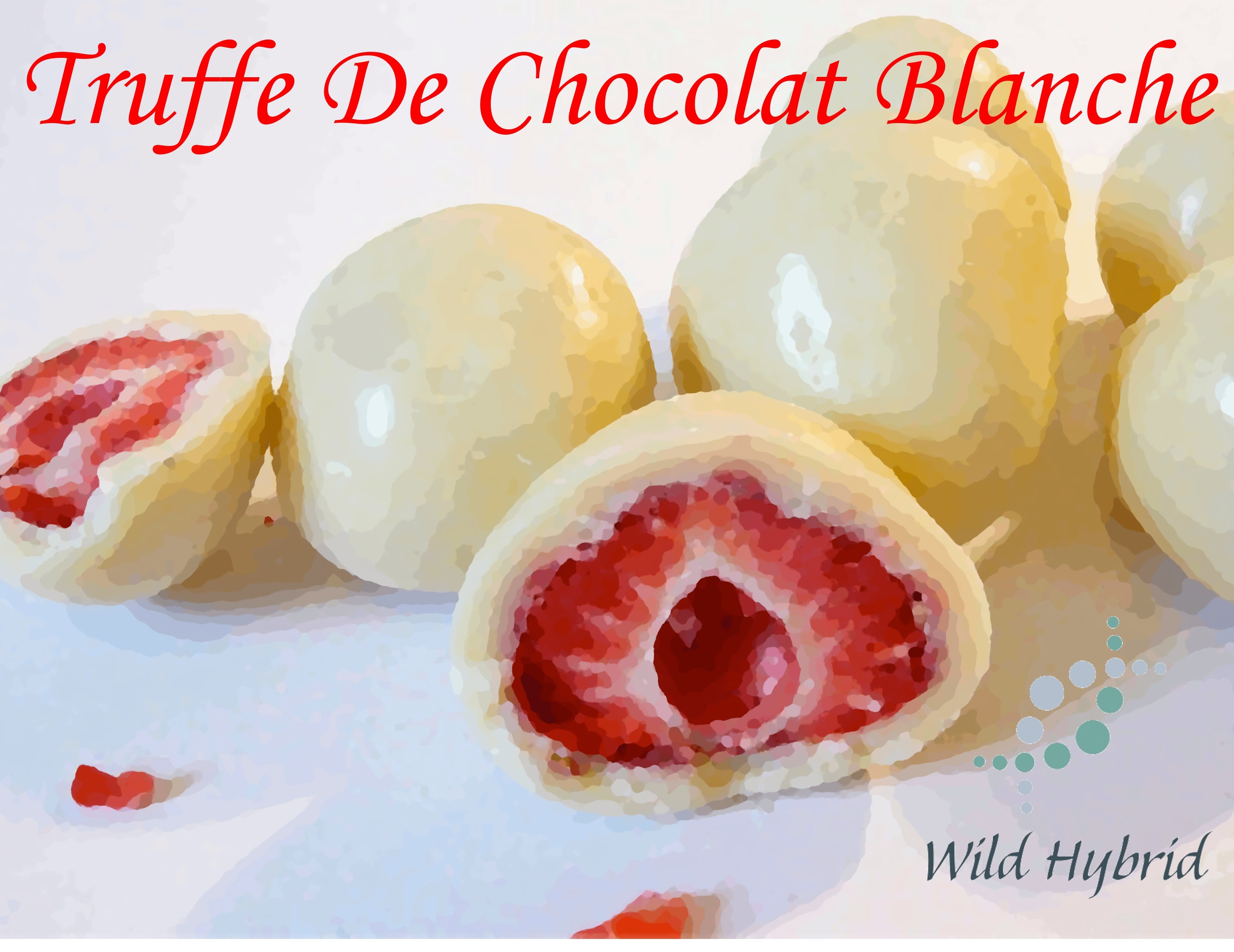 Truffe De Chocolat Blanche 5ml - White chocolate truffle with tart strawberry and rolled in coconut.