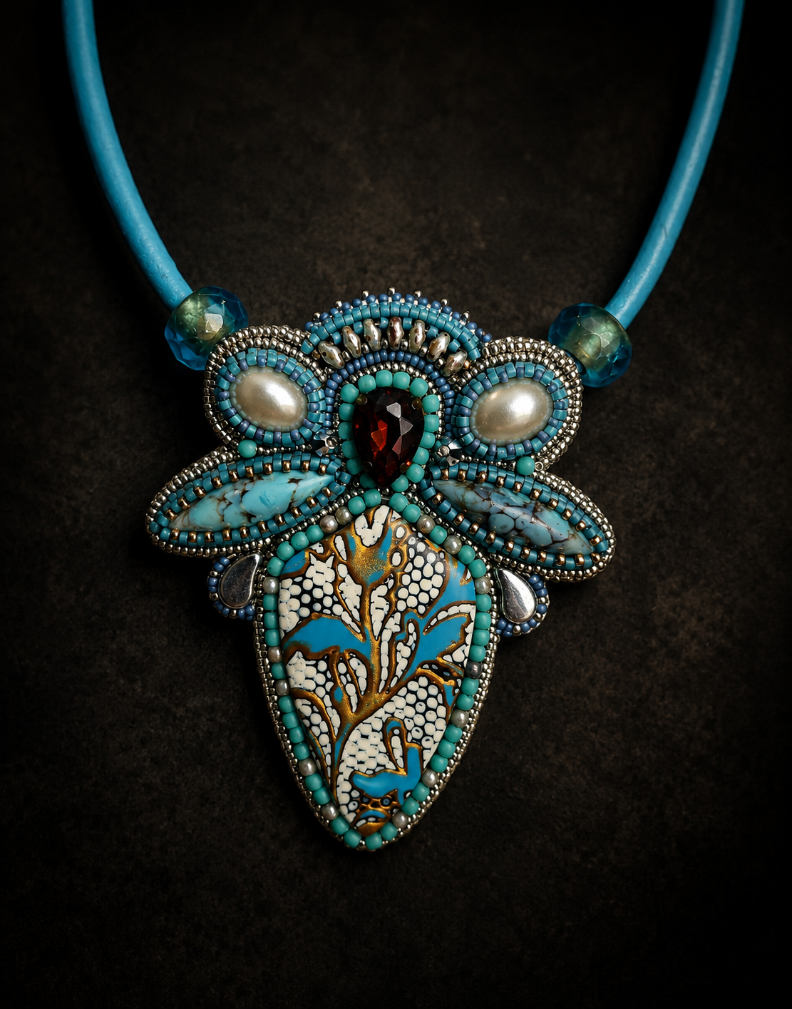 Byzantium Bead embroidered Necklace