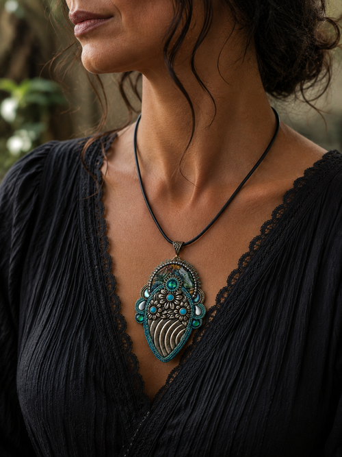 After The Rain Bead Embroidered Necklace