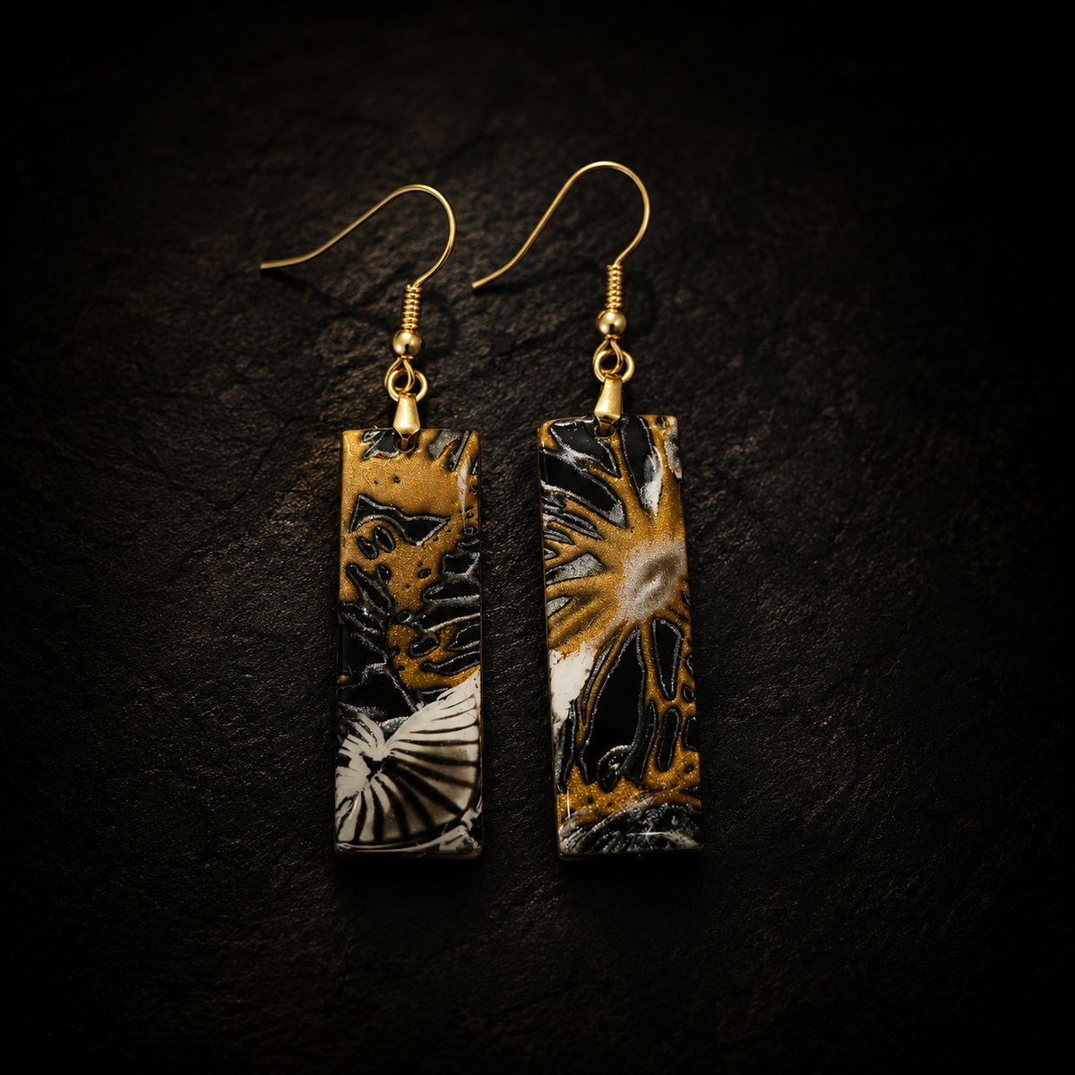 Black Sun Polymer Clay Earrings
