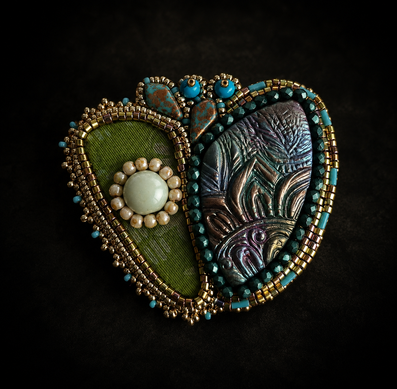 Counterpoint Bead Embroidered Brooch
